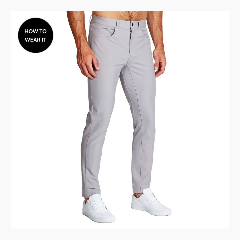 Athletic Fit Stretch Chinos - Light Grey (Compare to Lululemon)